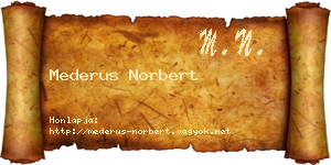 Mederus Norbert névjegykártya
